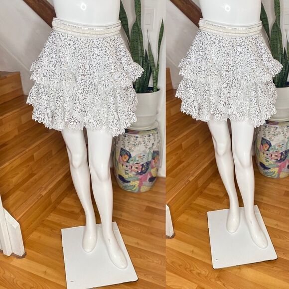 Free People x Ixiah Sequin Tiered Mini Skirt - Picture 2 of 4